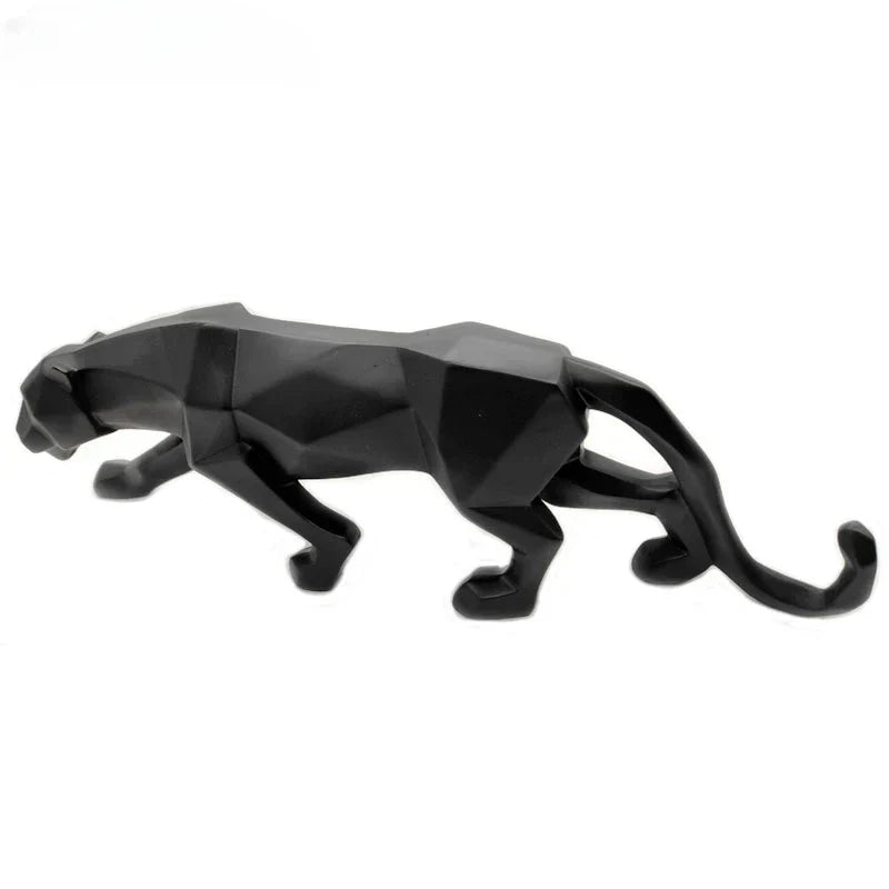 Junips | Panther Statue, Animal Figure, Abstract Geometric Style, Resin, Leopard Sculpture, Home Office, Desktop Decoration, Crafts