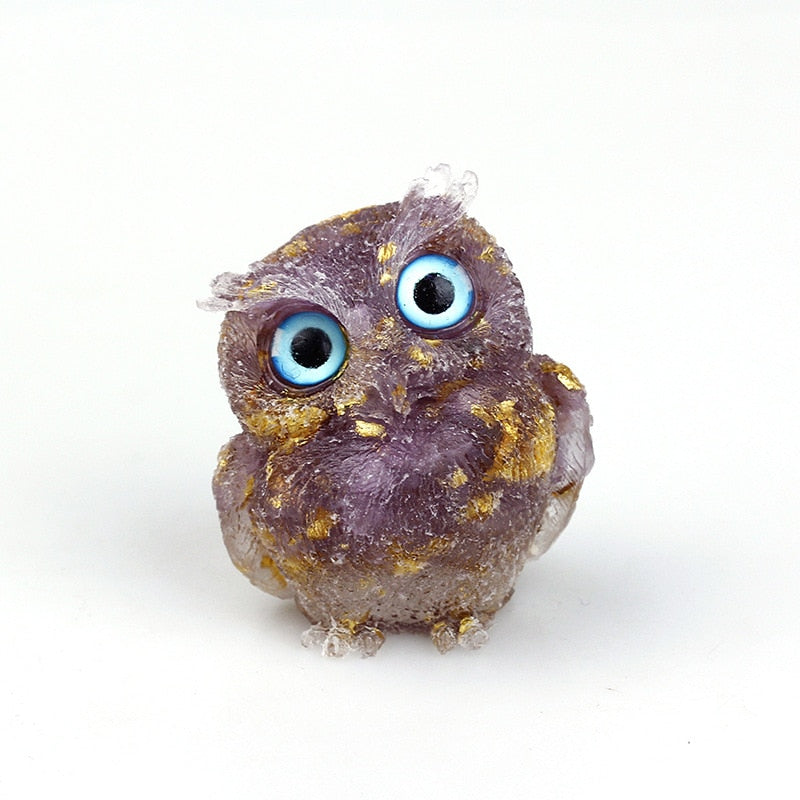 Junips | Natural Crystal Owl Figurine: Handmade Collector's Item