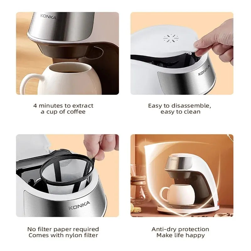 Junips | KONKA Coffee Machine 2 in 1, Tea and Coffee Powder, Multiple Drops, Cafeteria, Quick Heating, Office and Home, 220 V, Easy to Use