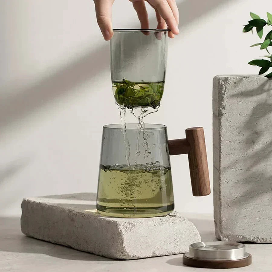 Junips | Ultramodern Glass Tea Cup with Filter and Lid