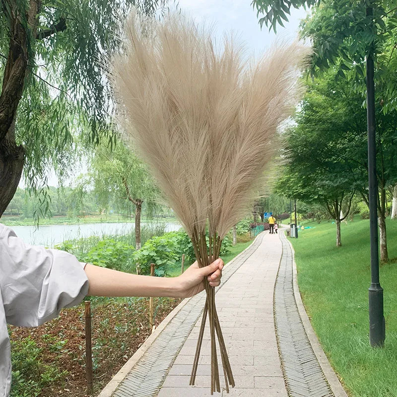 Junips | 5 pieces 100 cm Artificial Pampas Grass Dried Flower Bouquet Wedding Party Decoration Home Room DIY Artificial Plants Decoration Supplies