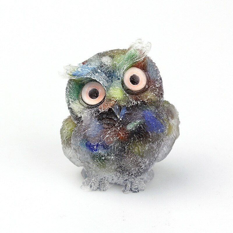 Junips | Natural Crystal Owl Figurine: Handmade Collector's Item