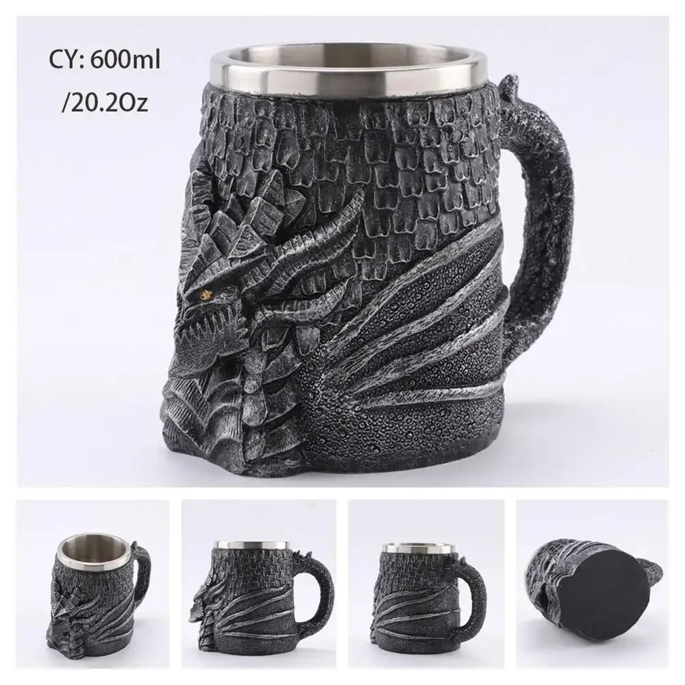 Junips | Medieval Dragon Resin Stainless Steel Mug as Coffee Mug or Tea Mug