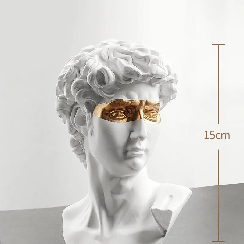 Junips | Statues for decoration, 15 cm, David, coffee table, home decoration, ornaments, bust of a room made of plaster, white resin, decorative art sculpture
