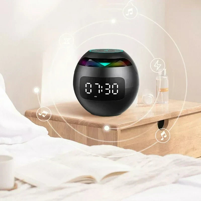 Junips | Digital LED Alarm Clock with Bluetooth Speaker & Colorful Night Light – Motion Sensor, Rechargeable, 5W Sound