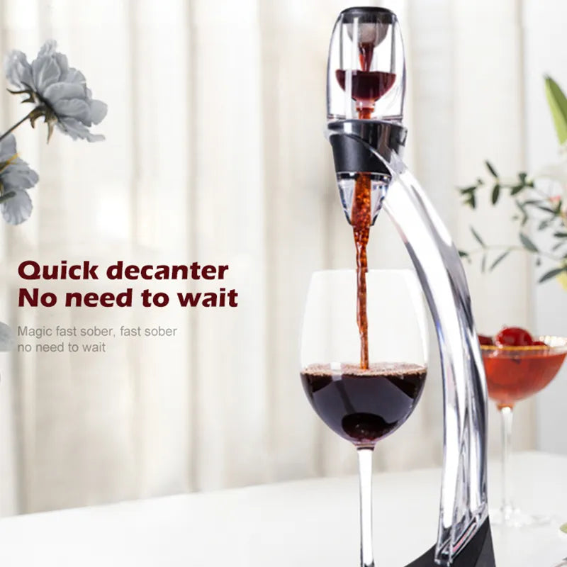 Junips | Bernoulli Wine Aerator & Decanter Set | Rapid Oxygenation Filter System | Acrylic Pourer with Stainless Steel Sieve | Professional Barware Diffuser