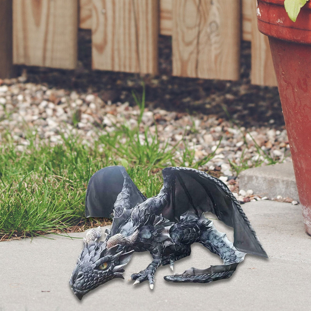 Junips | Crouching Dragon Guardian Statue: Gothic Outdoor Decoration