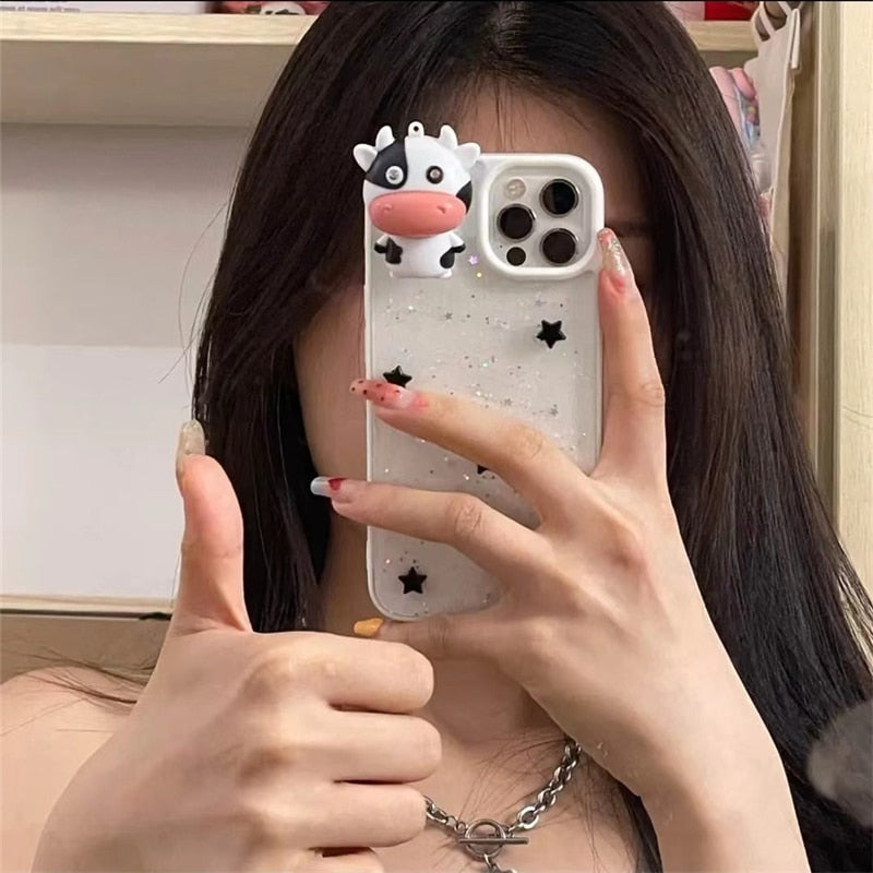 Junips | Glowing Cow 3D Transparent iPhone Case