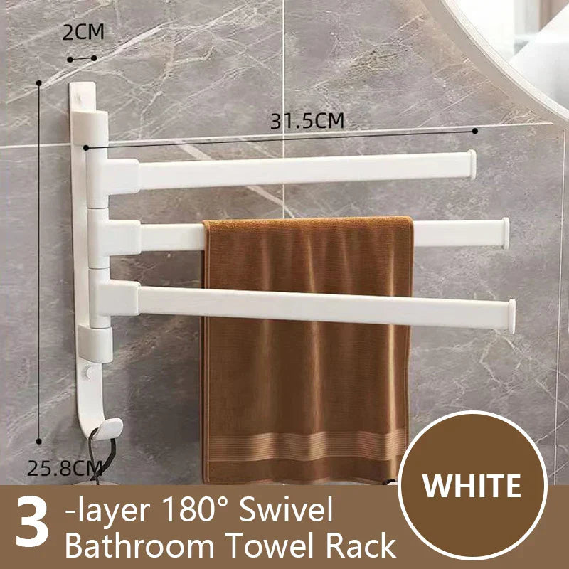 Junips | Bathroom Towel Holder Rotatable Towel Rack Space Aluminum 1/2/3/4/5-Bar Towel Holder Kitchen Shelf Kitchen Hanging Shelf Wall Mounted