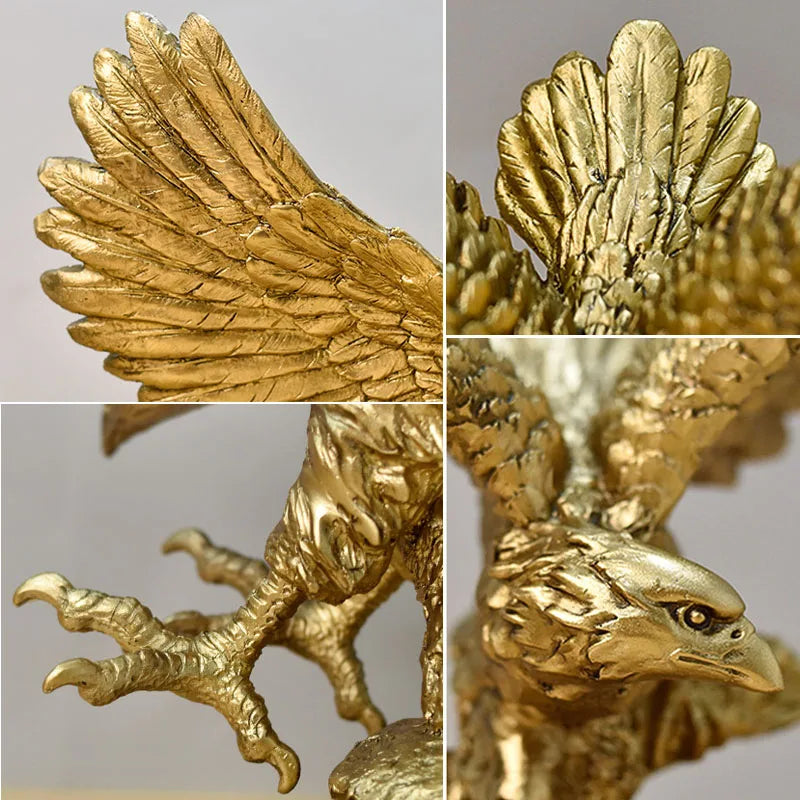 Junips | Resin Golden Eagle Statue Art Animal Model Collection Ornament Home Office Desk Feng Shui Decor Figures simple