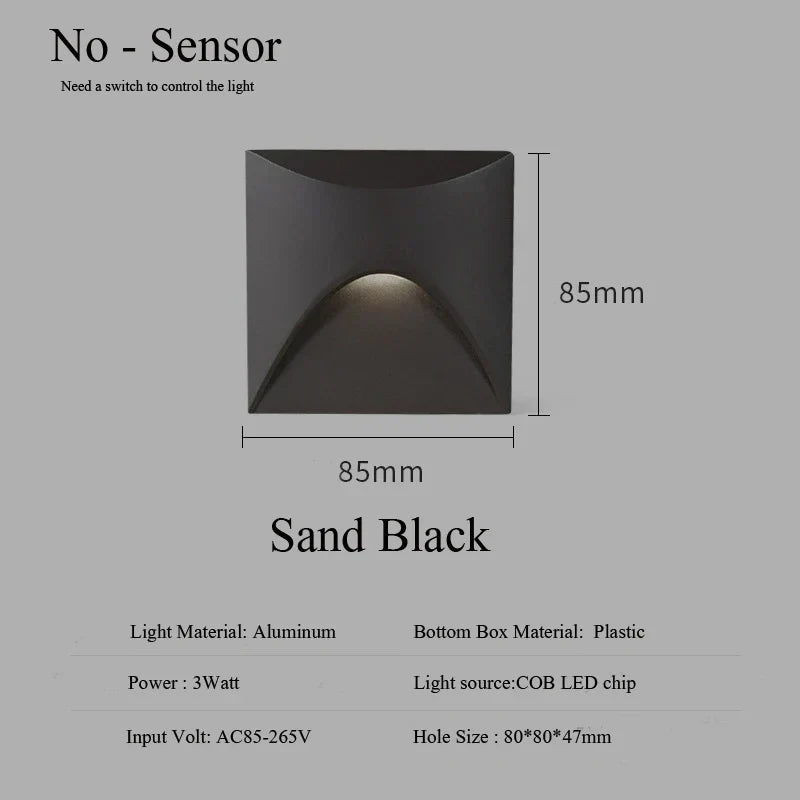 Junips | Modern waterproof IP65 LED recessed wall lamp for outdoor lighting - 3W embedded step & staircase balcony portal light