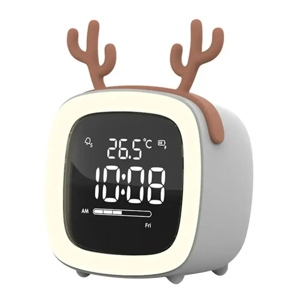 Junips | Cartoon Bunny LED Alarm Clock with Night Light – Rechargeable, Cute Digital Display for Kids & Bedrooms