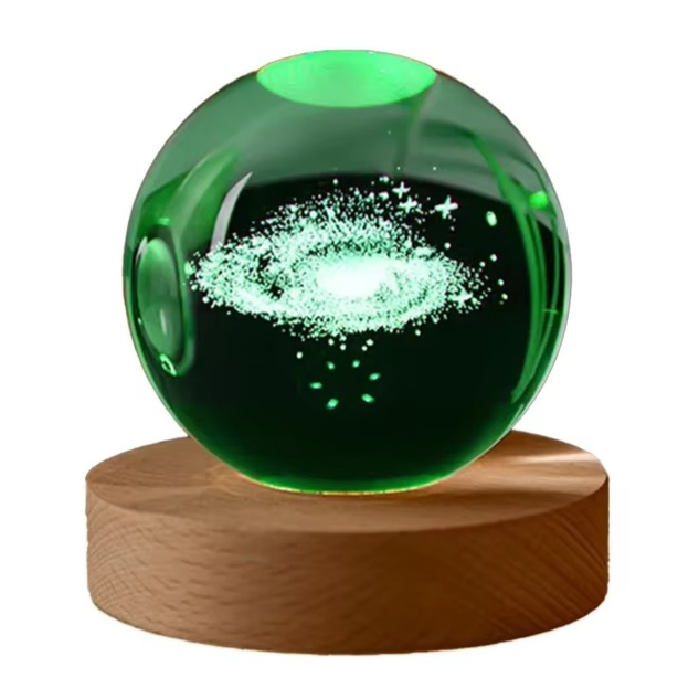 Junips | 2.36 in RGB Crystal Ball Night Light with Milky Way and Moon - Cosmos-Inspired Bedside Decoration