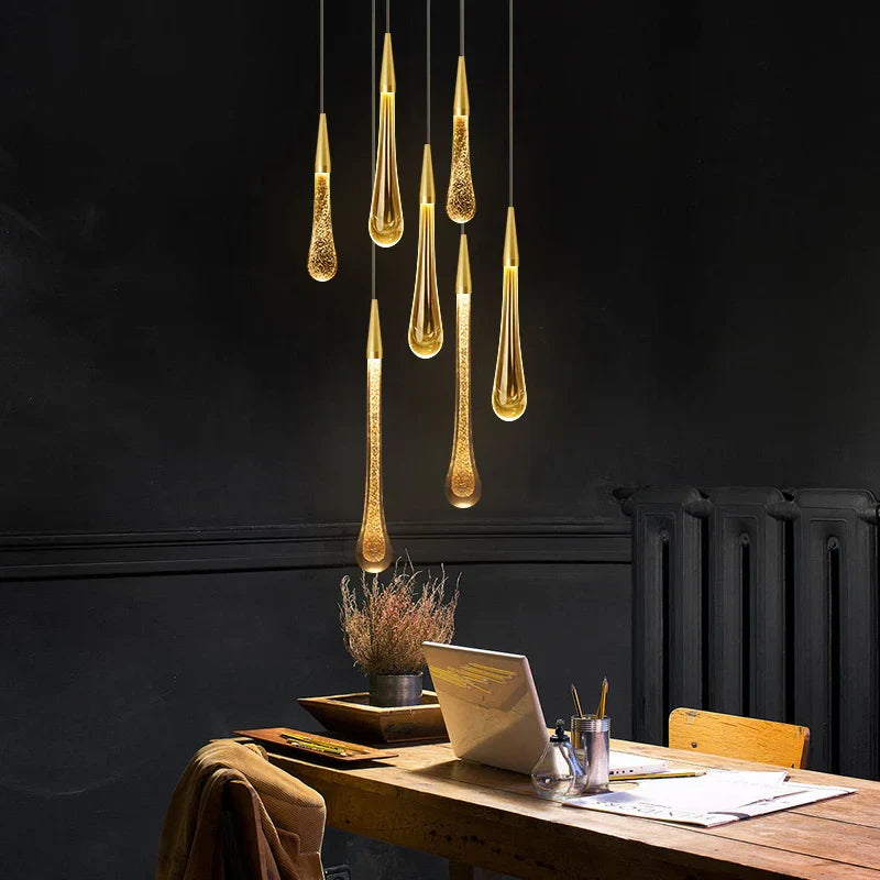 Junips | Crystal LED Pendant Lights: Perfect for Bedroom, Dining Room, Bar - Water Drop Chandelier, Stair Lamp for Interior Decoration
