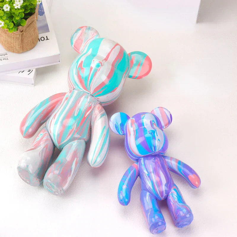 Junips | Graffiti Painted Fluid Violent Bear White Body Ornaments DIY Handmade Personalized Model Home Desktop Decoration Accessories New
