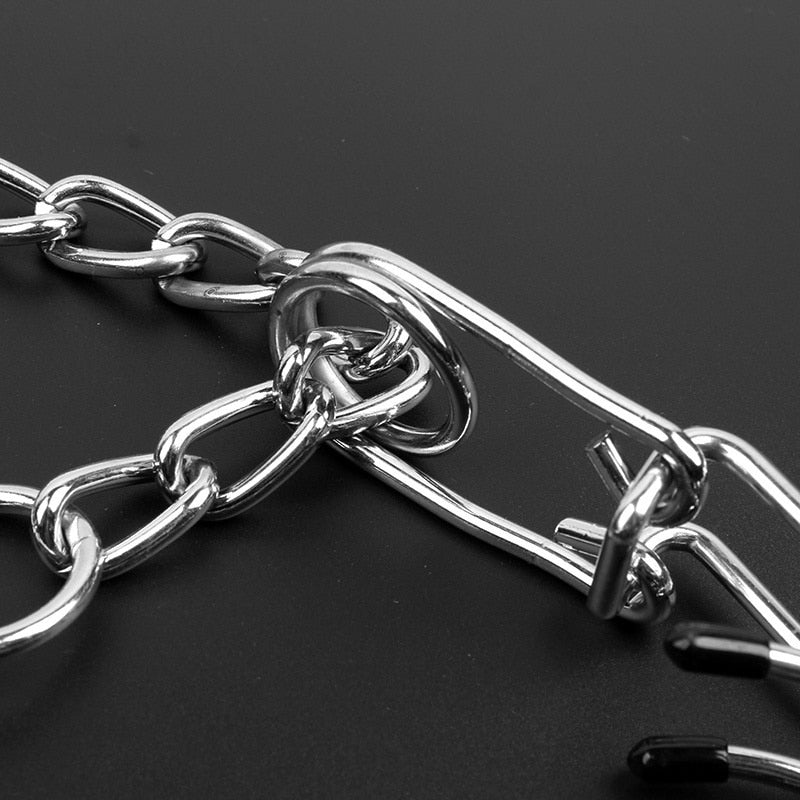 Junips | Dog Prong Collar Model B | Chrome-Plated Steel with Rubber-Tipped Prongs | Adjustable Anti-Pull Training Hardware | High-Tensile Linkage System | Multiple Size Variants