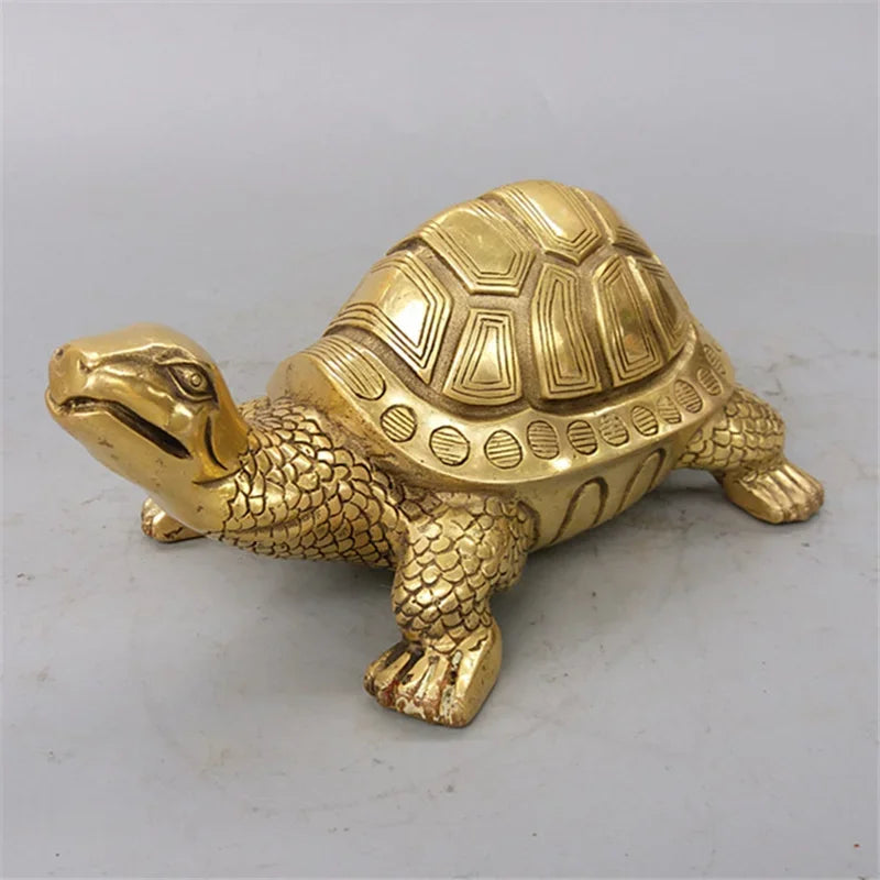 Junips | Brass Feng Shui Turtle Statue Lucky Animal Sculpture for Longevity Home Office Decoration Figurine Gift Study Ornament