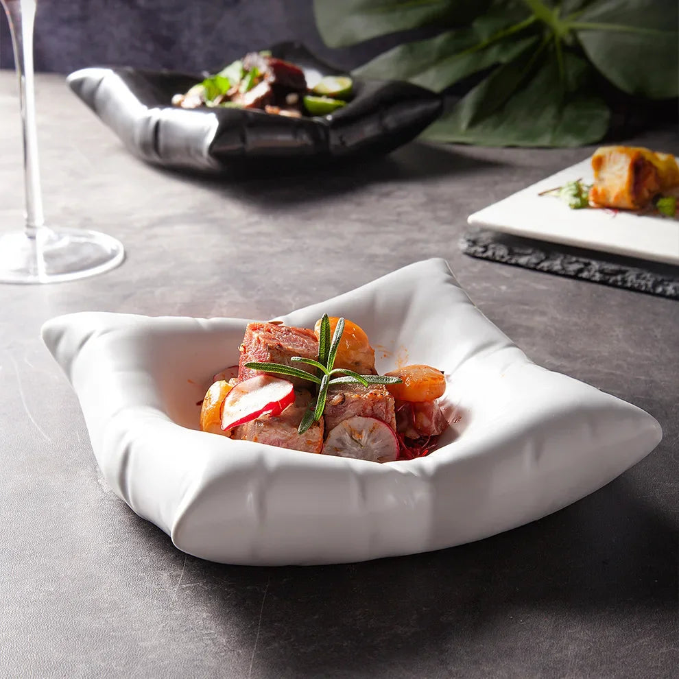 Junips | Ceramic Artistic Pillow Shape Food Plate
