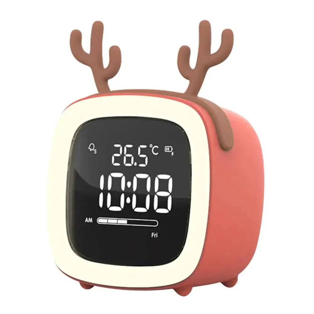 Junips | Cartoon Bunny LED Alarm Clock with Night Light – Rechargeable, Cute Digital Display for Kids & Bedrooms
