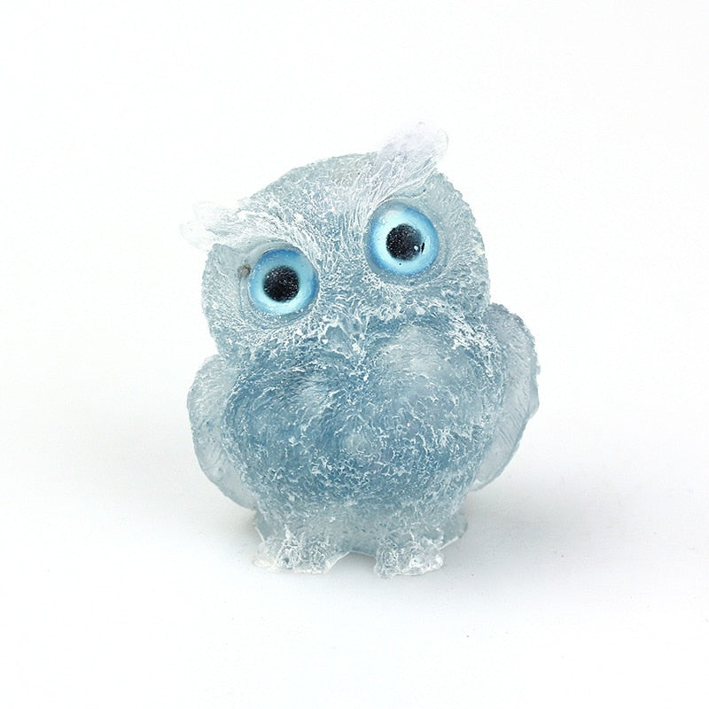 Junips | Natural Crystal Owl Figurine: Handmade Collector's Item