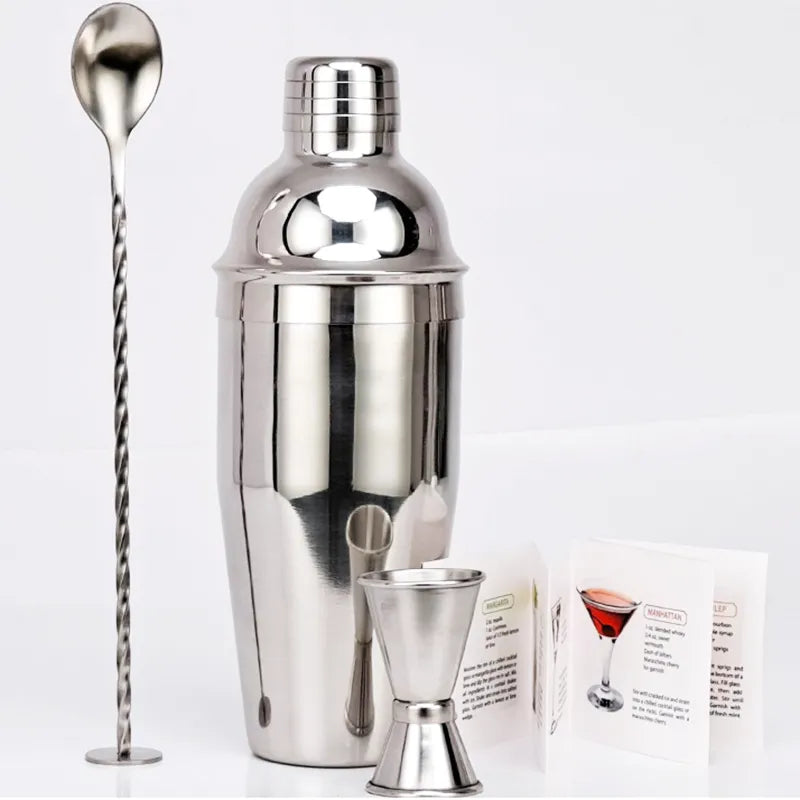 Junips | 550 ml/750 ml Stainless Steel Cocktail Shaker Mixer Drink Bartender Set Bar Set Tools With Wine Rack Stand Tool for Birthday Gift