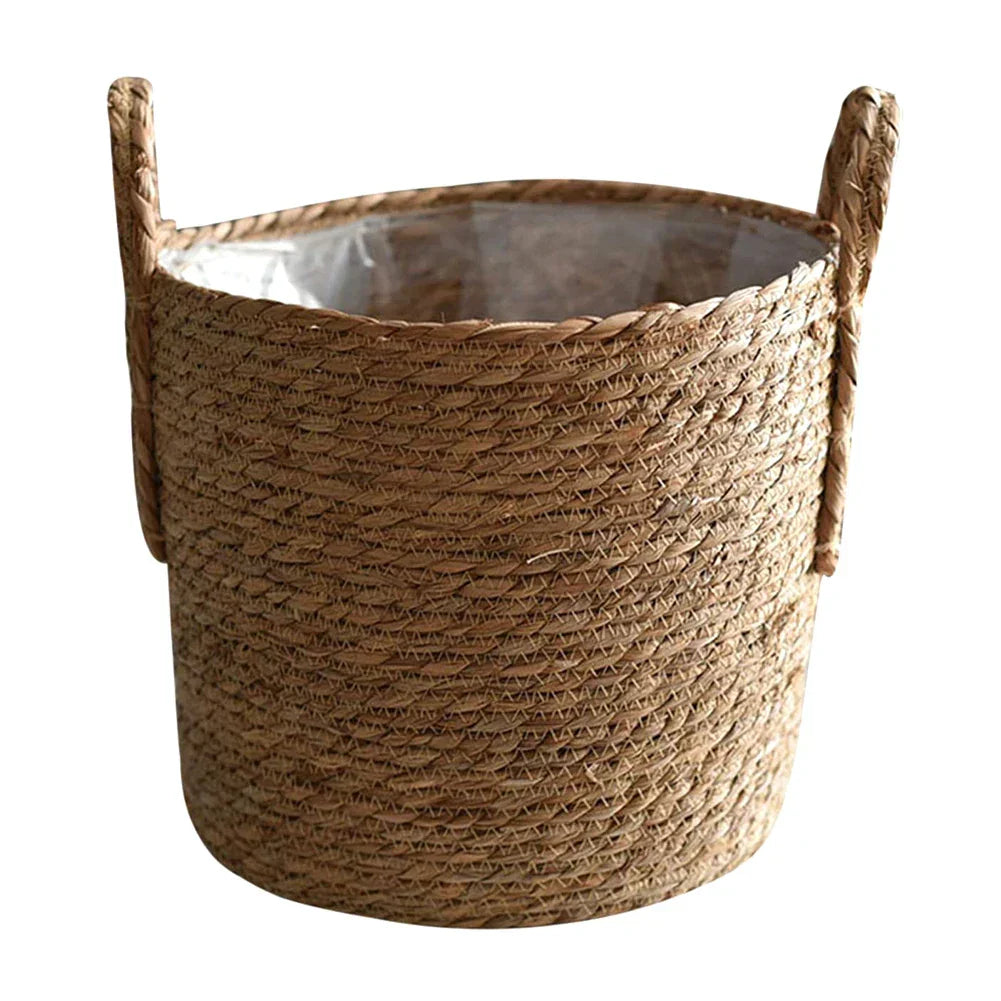 Junips | Nordic Extra Large Straw Flower Pot Seaweed Storage Basket Potted Green Plant Flower Basket Hand Woven Floor Indoor Flower Pot