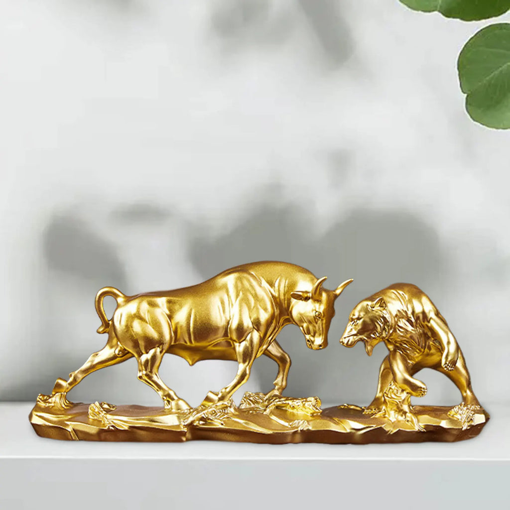 Junips | Feng Shui Bear and Bull Statue, Bull Figure, Collection Cow Sculptures Animal