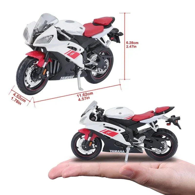 Junips | 1:18 Scale Yamaha R6 Alloy Roller Sportbike Figures Diecasts Kids Toy Motorcycle Racing Model Replicas Collector's Gift for Boys