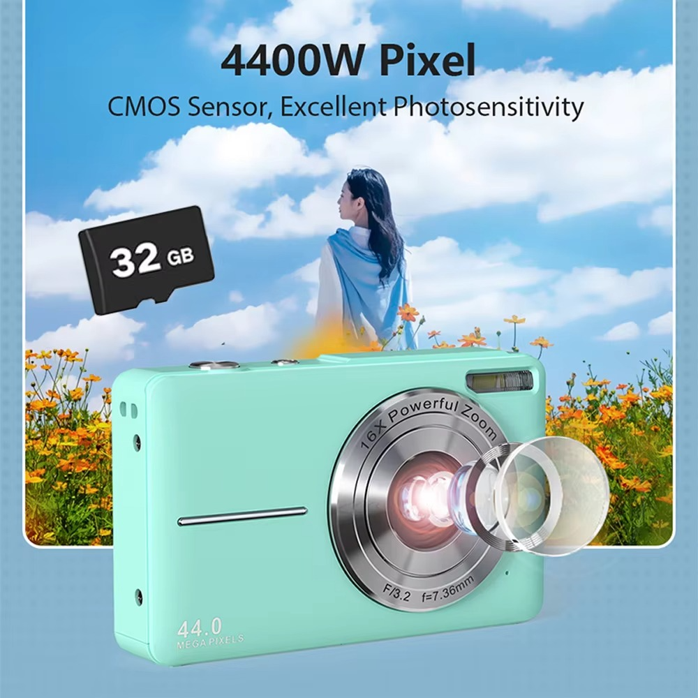 Junips | High-Resolution Kids' Digital Camera - 1080P HD, 44MP with 16X Zoom