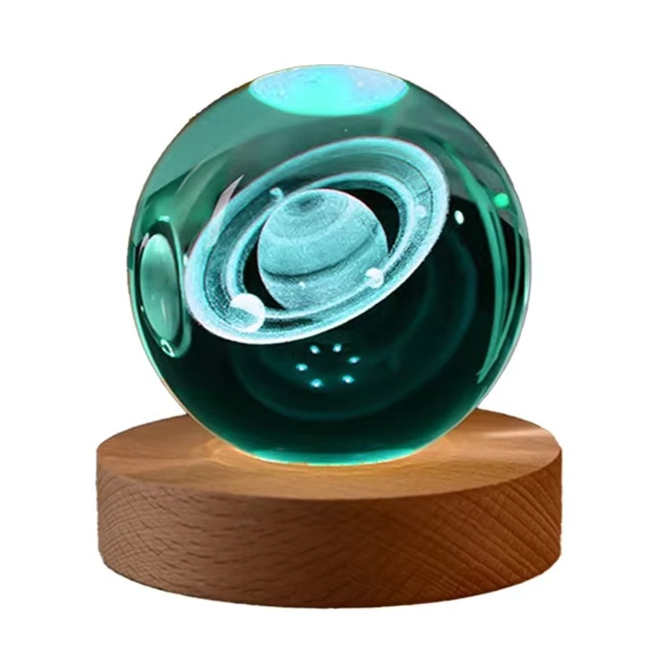 Junips | 2.36 in RGB Crystal Ball Night Light with Milky Way and Moon - Cosmos-Inspired Bedside Decoration