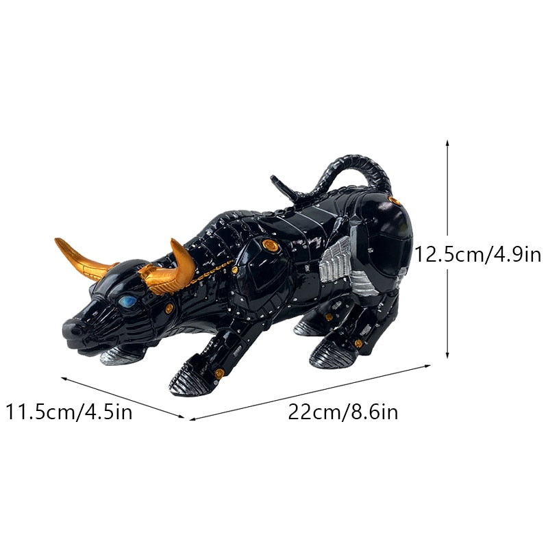 Junips | Graffiti-Painting Resin Bull Figures Home Living Room Bedroom Office Desktop Feng Shui Ornaments Collection Statues