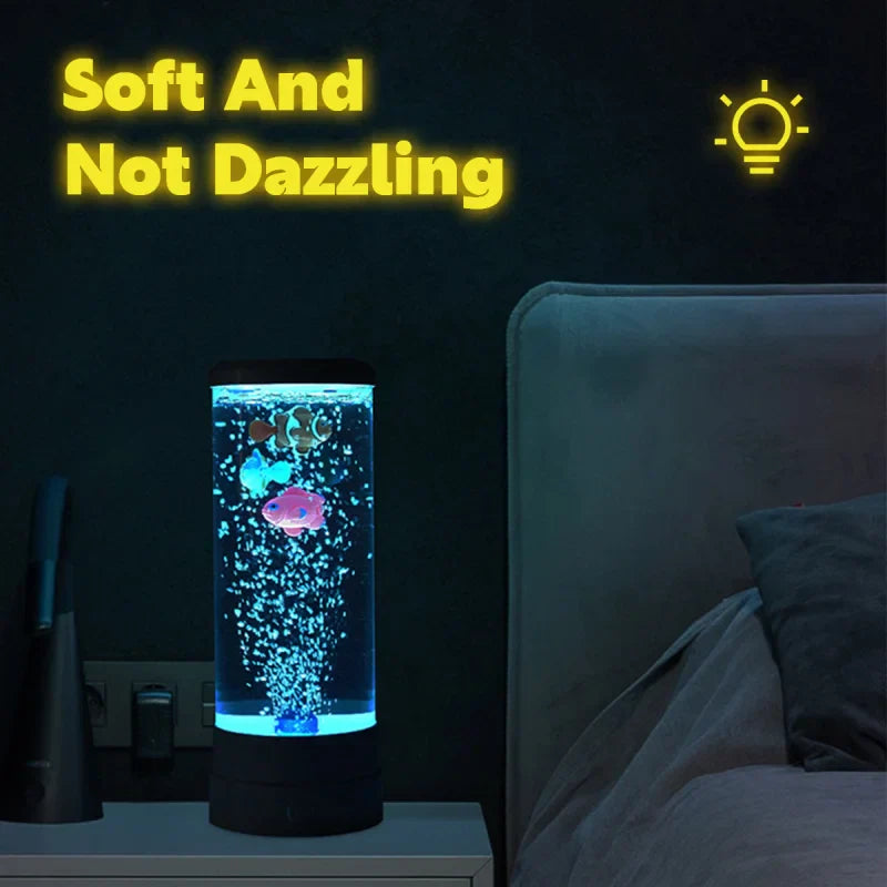 Junips | Simulated Led Colorful Large Bubble Fish Light Aquarium Tank Usb Night Light for Home Desk Bedroom Living Room