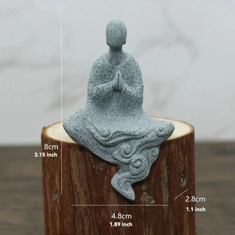 Junips | Buddha Stone Statue Small Buddhist Monks Tibetan Buddhism Figures Zen Garden Ornament Meditation Home Aquarium Decoration