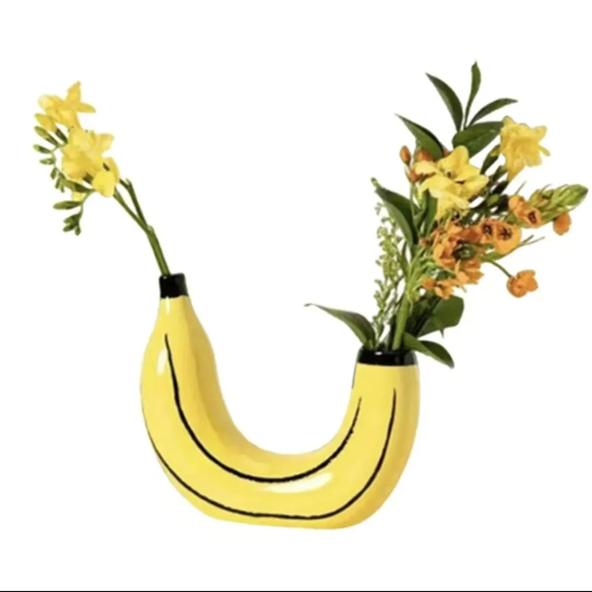 Junips | Banana vase, flower vase made of resin, cute banana shape, decorative tabletop vase for flower arrangements, living room, bedroom, home decoration