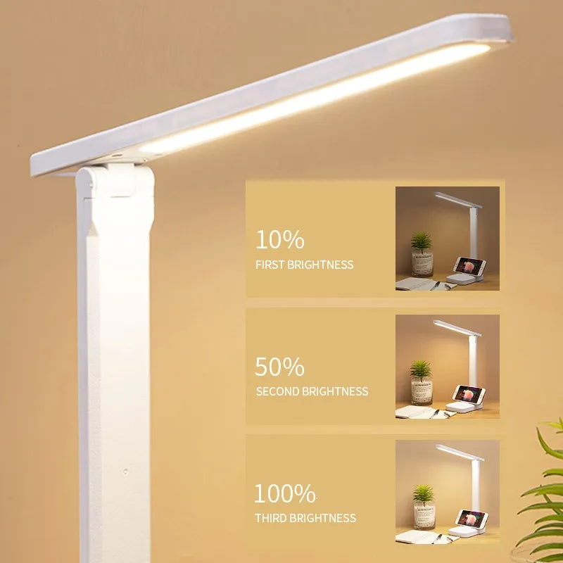 Junips | 6000mAh rechargeable LED table lamp USB 3 color stepless dimmable desk lamp touch foldable eye-protecting reading night light