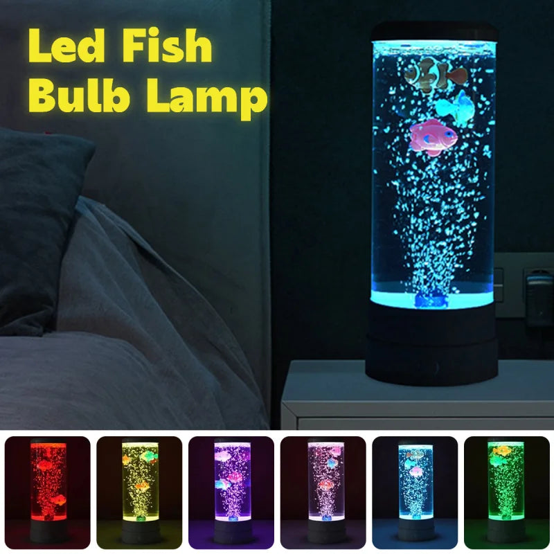 Junips | Simulated Led Colorful Large Bubble Fish Light Aquarium Tank Usb Night Light for Home Desk Bedroom Living Room