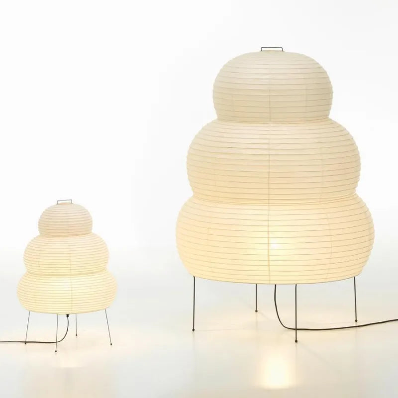 Junips | Japanese Wabi-Sabi tripod floor lamp bedroom nightstand living room dining room study loft decor desk lamp white rice paper table lamp