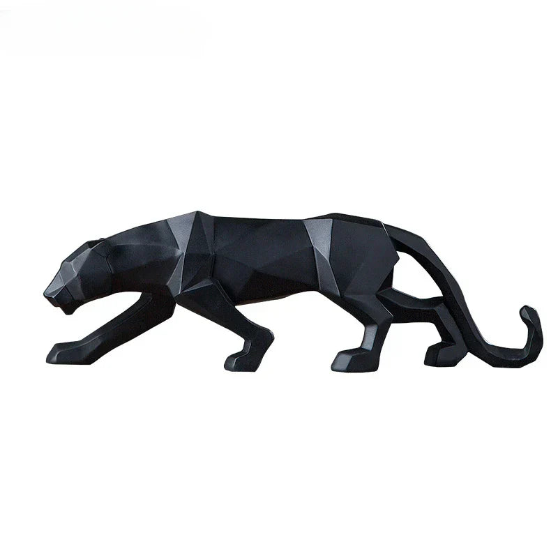 Junips | Panther Statue, Animal Figure, Abstract Geometric Style, Resin, Leopard Sculpture, Home Office, Desktop Decoration, Crafts