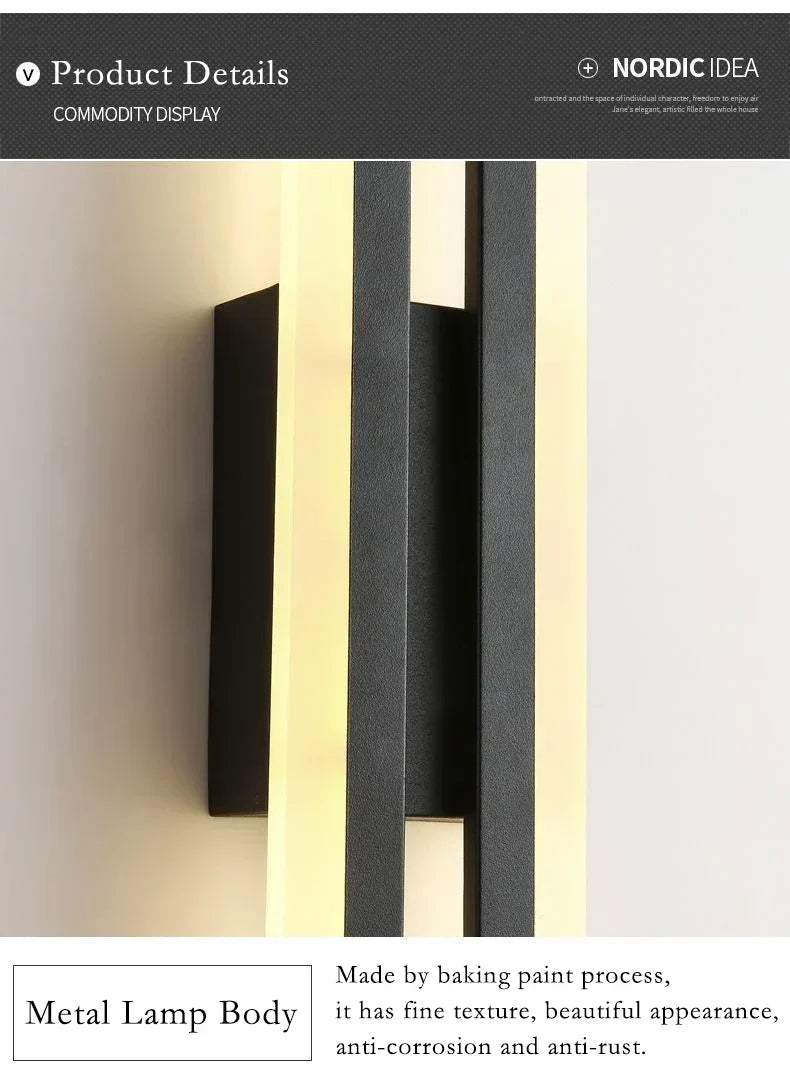 Junips | Modern LED Wall Lamp: Black/Gold Acrylic Room Decoration Light