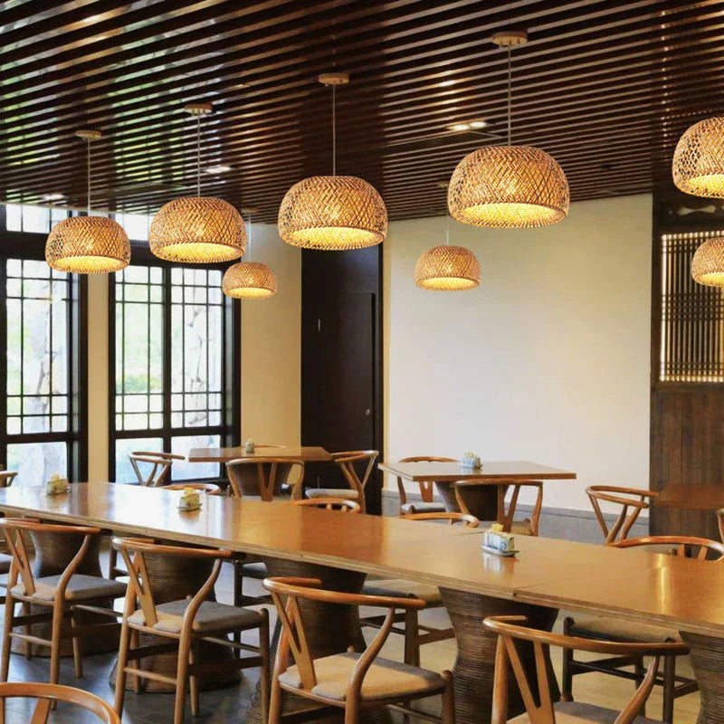 Junips | Luxora Handwoven Bamboo Pendant Light - Eco-friendly Ceiling Lamp