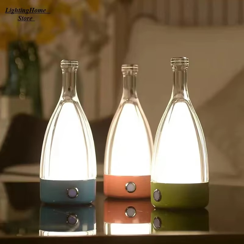 Junips | Wine Bottle Desk Lamp with Bluetooth Speaker – Rechargeable Modern Bedside Night Light