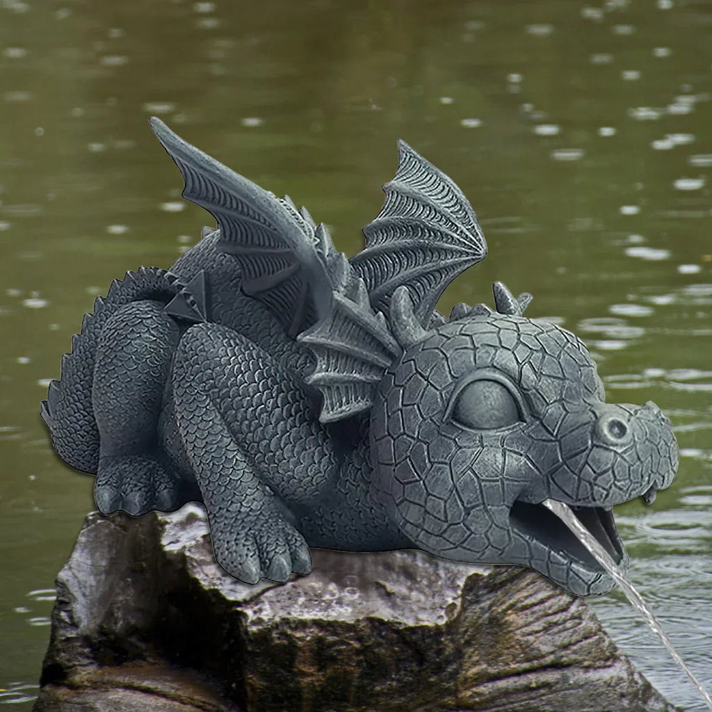 Junips | Water spraying dragon statue made of resin Weatherproof Realistic water spray scenes resin garden decoration