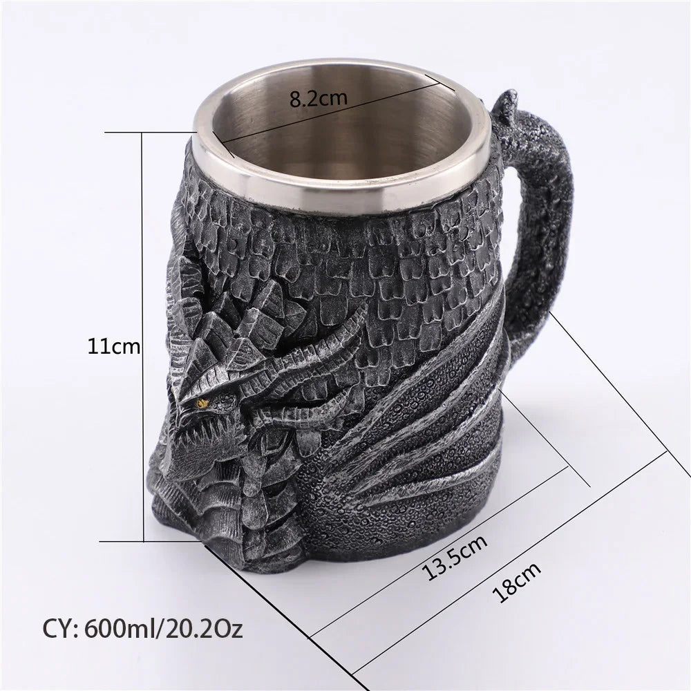 Junips | Medieval Dragon Resin Stainless Steel Mug as Coffee Mug or Tea Mug