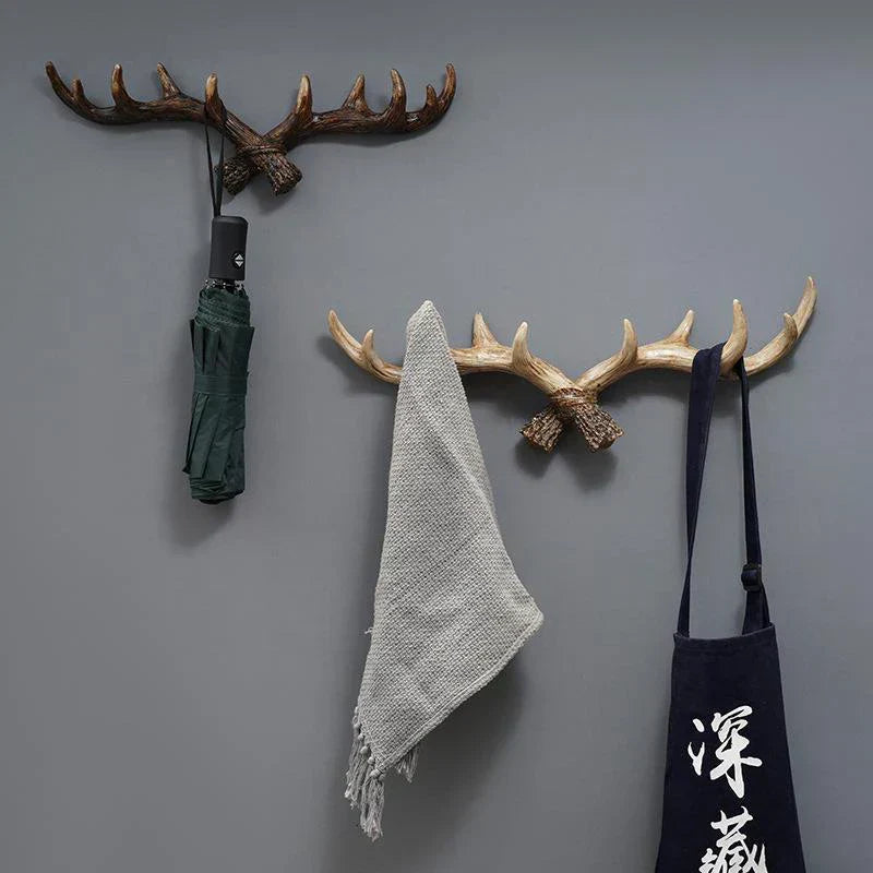 Junips | Nordic Vintage Antler Decorative Hooks Wall Hanging Clothes and Hats Hooks High-Quality Home Decor Antler Resin Statue Craft