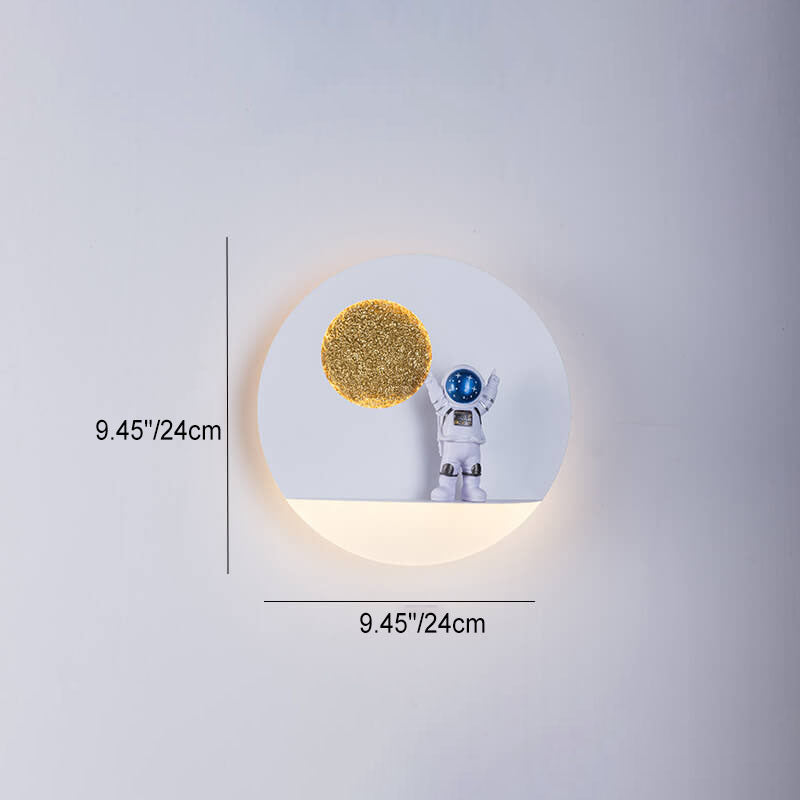 Junips | Contemporary Creative Iron Resin Round Astronaut LED Wall Light Lamp for Bedroom