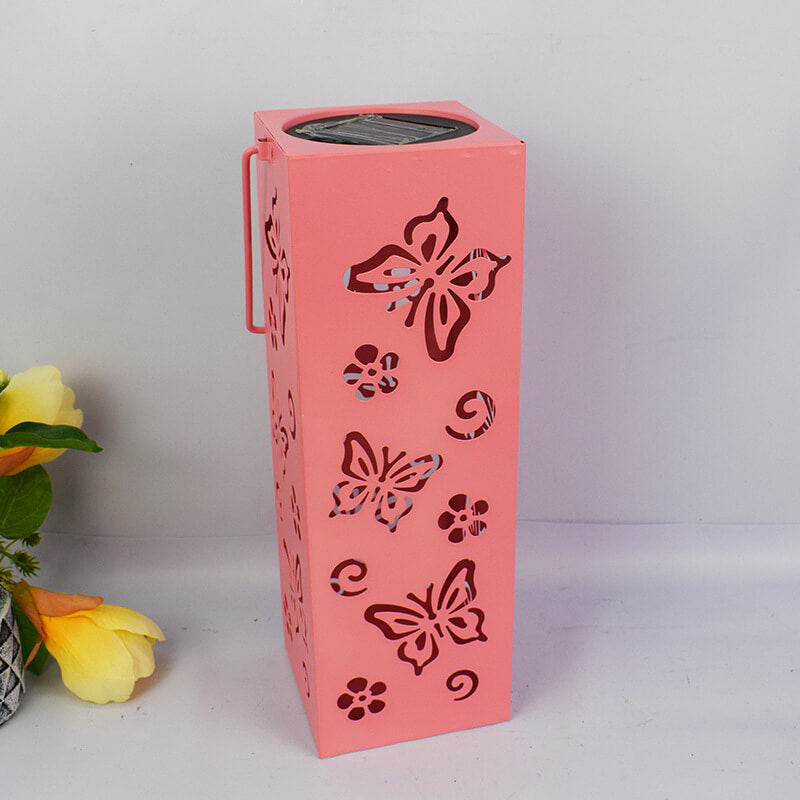 Junips | Solar Butterfly Rose Pattern Hollow Column LED Outdoor Waterproof Decorative Lamp