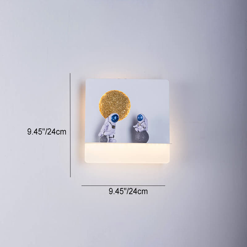 Junips | Contemporary Creative Iron Resin Round Astronaut LED Wall Light Lamp for Bedroom