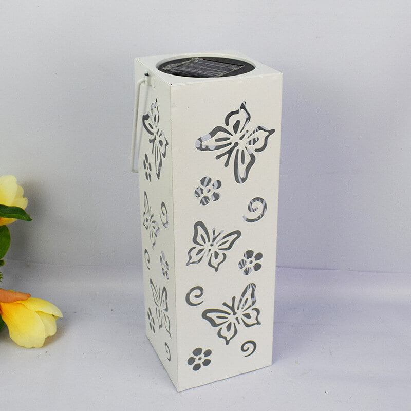Junips | Solar Butterfly Rose Pattern Hollow Column LED Outdoor Waterproof Decorative Lamp