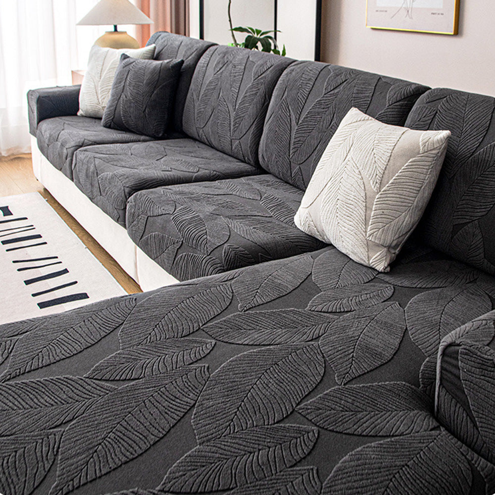 Junips | Modern Leaf Jacquard Waterproof Anti-Scratch Stretch Full Cover Sofa Cover