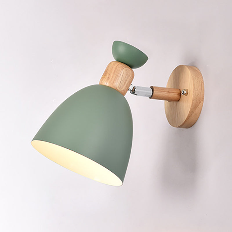 Junips | Modern Minimalistic Round Horn Aluminum Wood 1-Light Wall Lamp for Bedroom